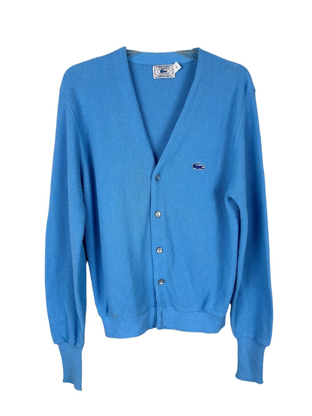 Lacoste Vintage 80s Blue V Neck Long Sleeve Casual Indie Preppy Cardigan M
